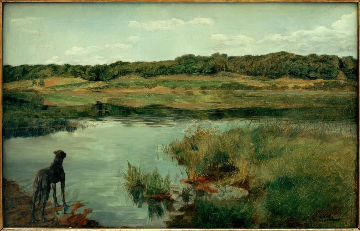 W.Trübner, Dogge am Werlinger See द्वारा विल्हेम ट्रुबनेर
