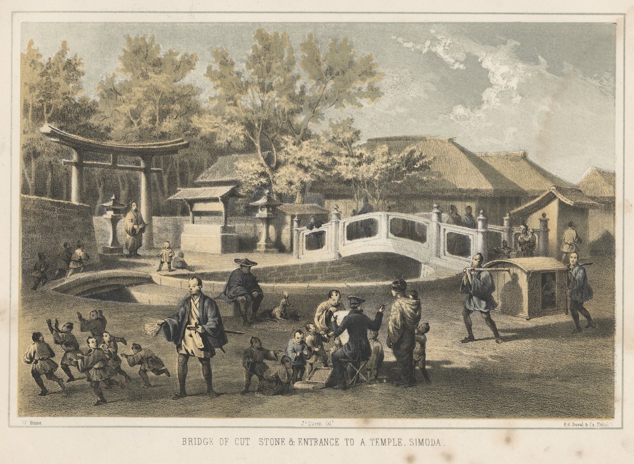 1855 में एक मंदिर, सिमोडा में कट स्टोन का प्रवेश द्वारा विल्हेम जोसेफ हेन