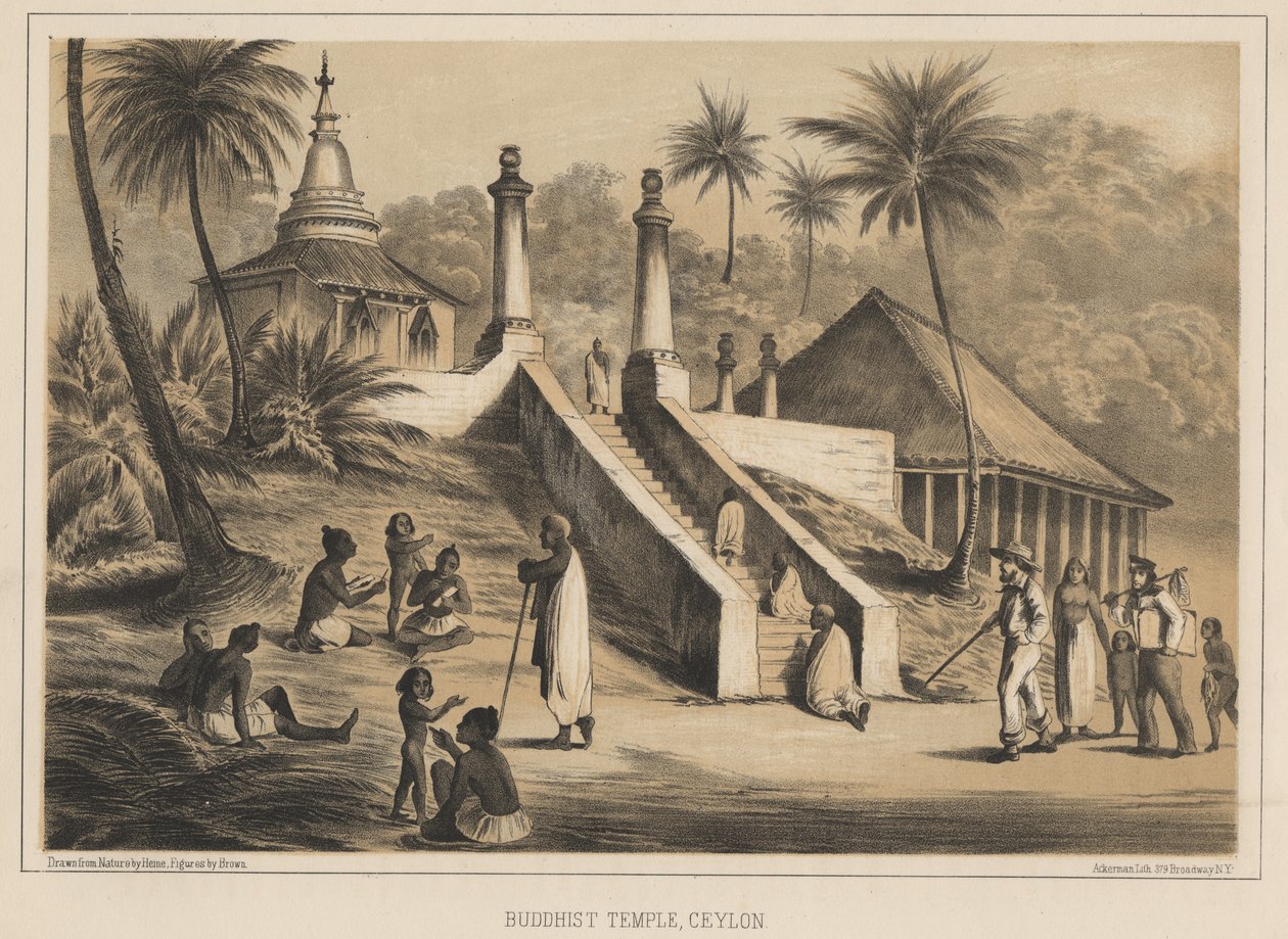बौद्ध मंदिर, सीलोन, 1855 द्वारा विल्हेम जोसेफ हेन