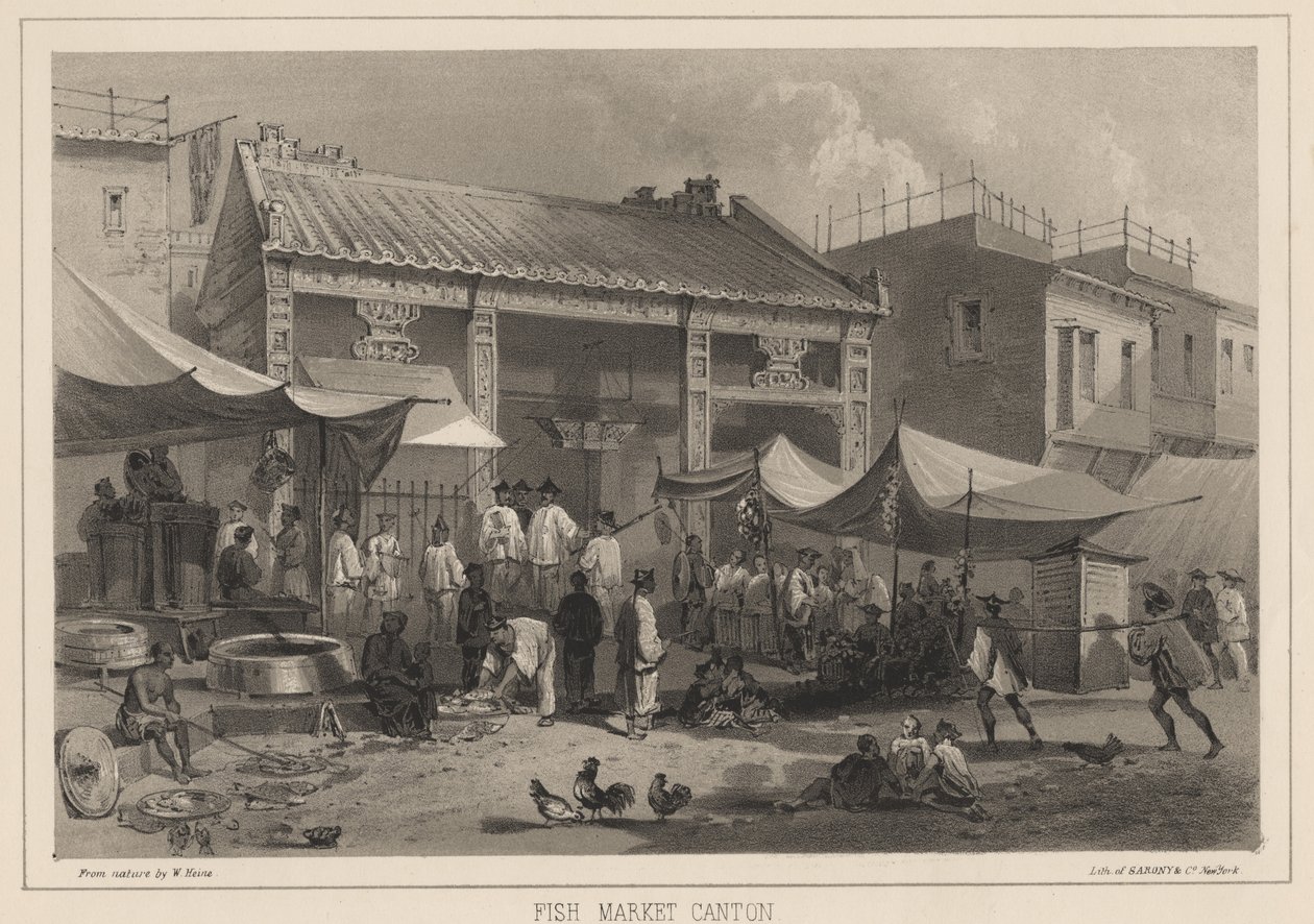 फिश मार्केट कैंटन, 1855 द्वारा विल्हेम जोसेफ हेन