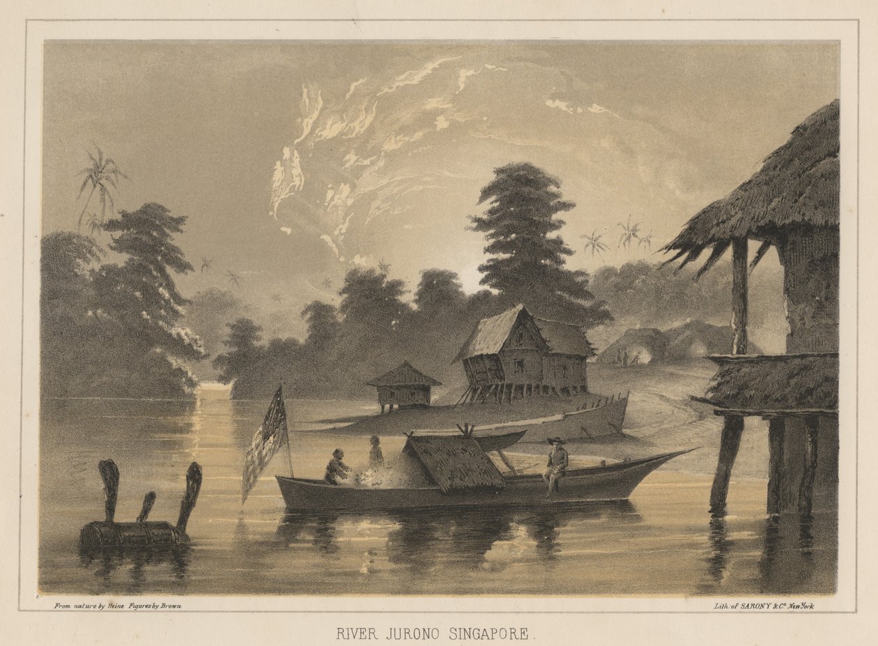 नदी जुरोनो, सिंगापुर, 1855 द्वारा विल्हेम जोसेफ हेन