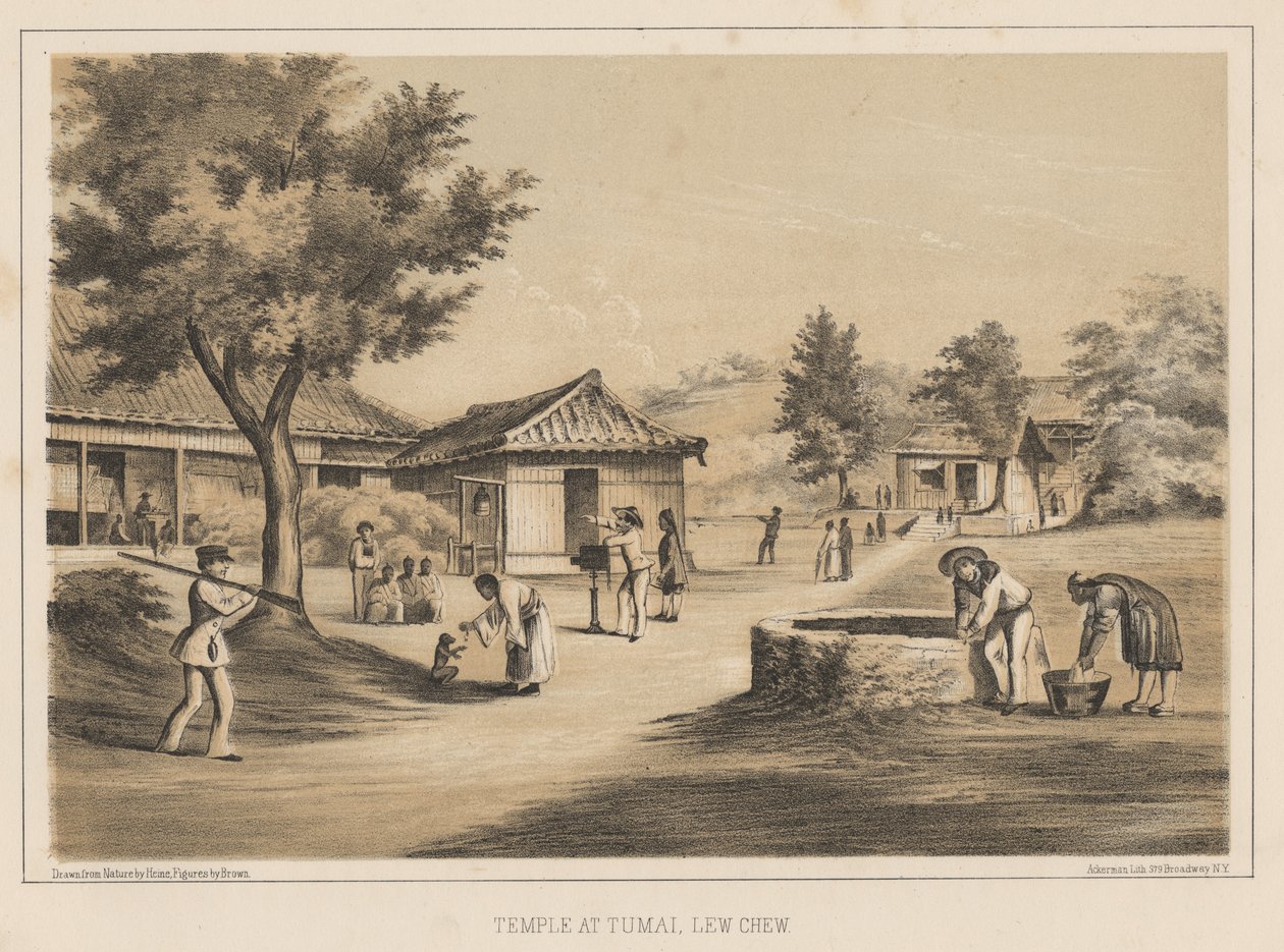टुमाई में मंदिर, ल्यू च्व, 1855 द्वारा विल्हेम जोसेफ हेन