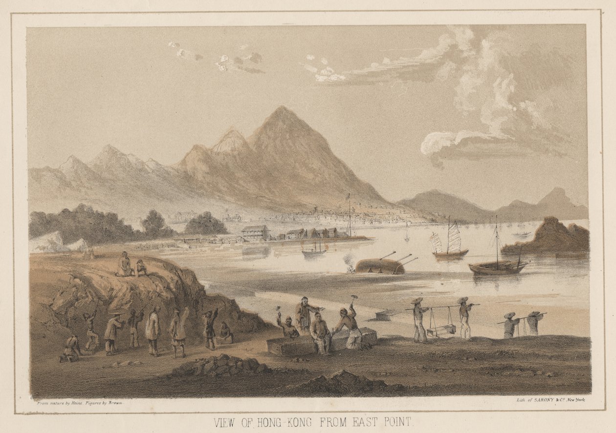 ईस्ट प्वाइंट, 1855 से हांगकांग का दृश्य द्वारा विल्हेम जोसेफ हेन