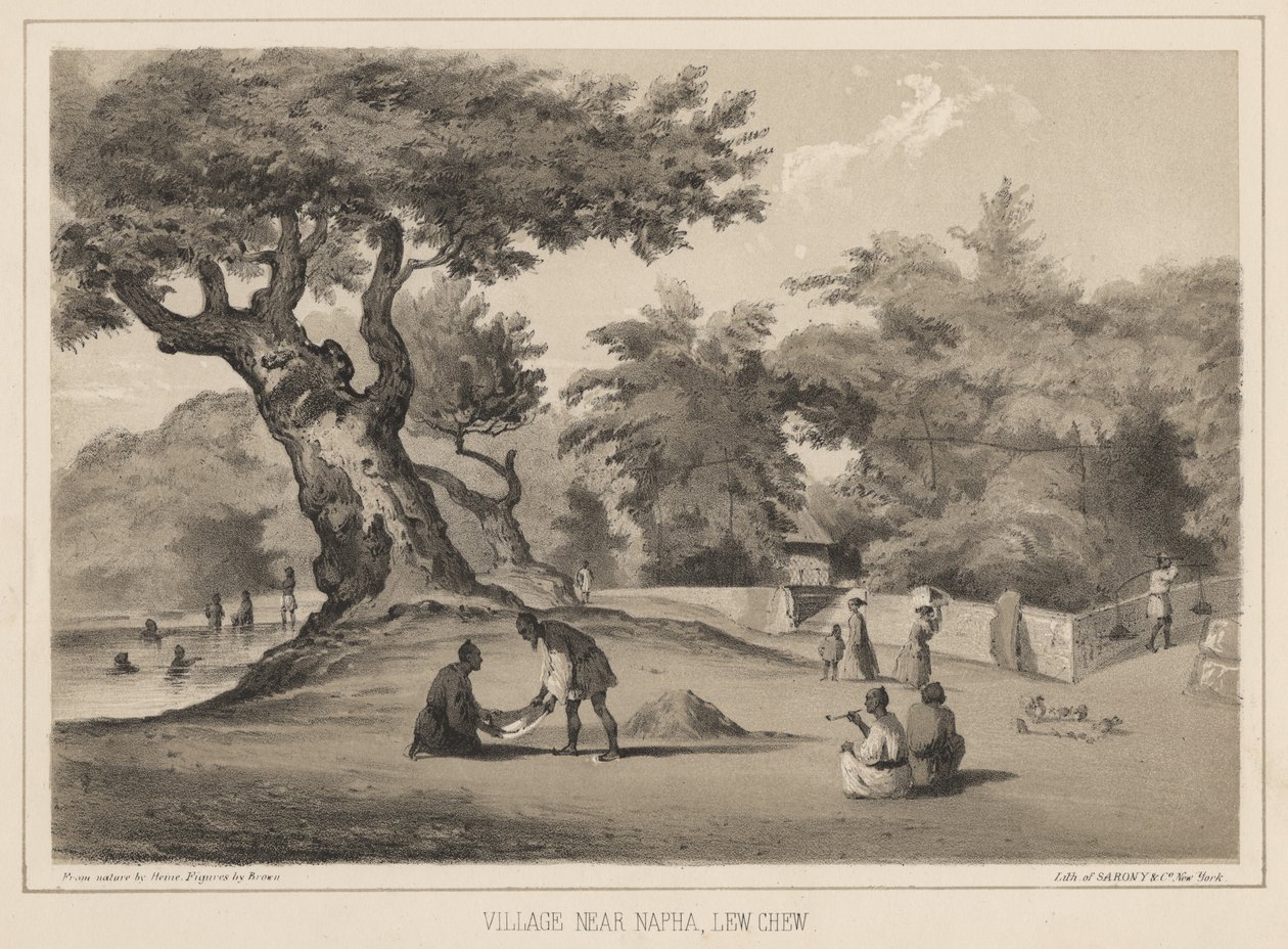नेपा के पास का गाँव, लेउ च्यू, 1855 द्वारा विल्हेम जोसेफ हेन