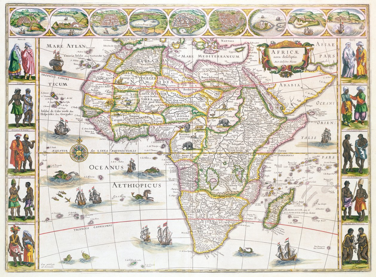 अफ्रीका नोवा, c.1617 (रंग उत्कीर्णन) द्वारा विलेम जांज़ून ब्लाउ