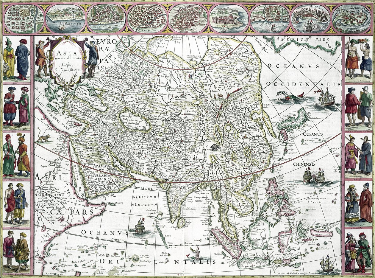 एशिया NALIS 1617 (रंग उत्कीर्णन) द्वारा विलेम जांज़ून ब्लाउ