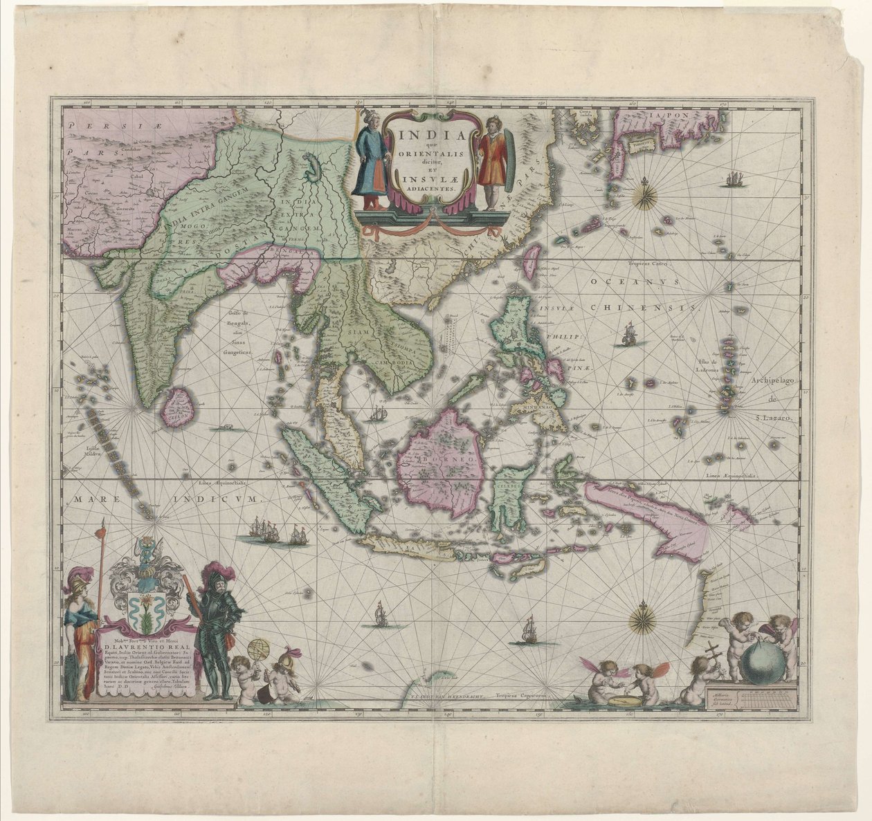 Willem Janszoon Blaeu द्वारा 17 वीं सदी का नक्शा, जिसमें आधुनिक इंडोनेशिया और दक्षिण पूर्व एशिया के कुछ हिस्सों को दिखाया गया है द्वारा विलेम जांज़ून ब्लाउ