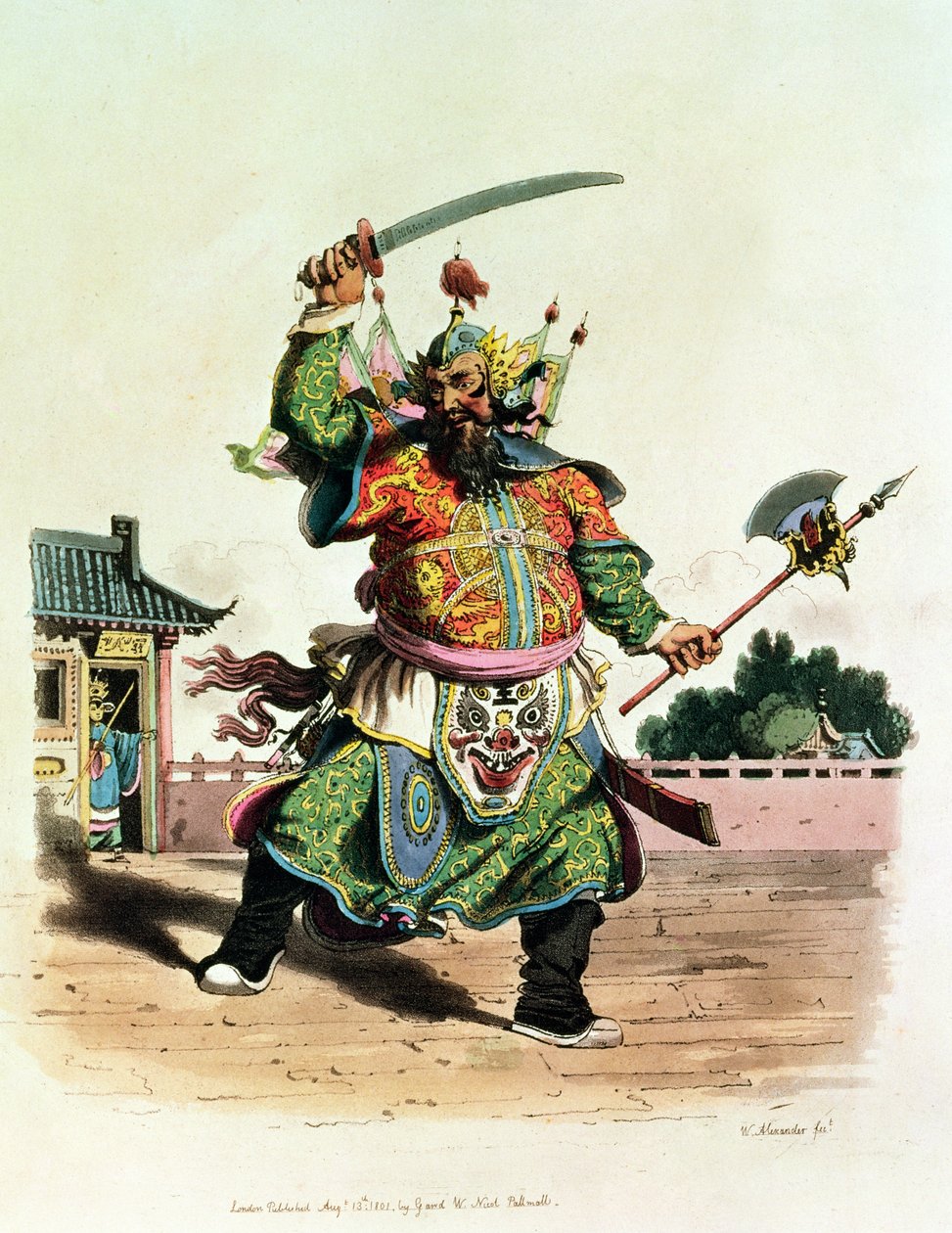 एक चीनी कॉमेडियन, 1805 &39;द कॉस्ट्यूम ऑफ़ चाइना&39; का चित्रण द्वारा विलियम अलेक्जेंडर