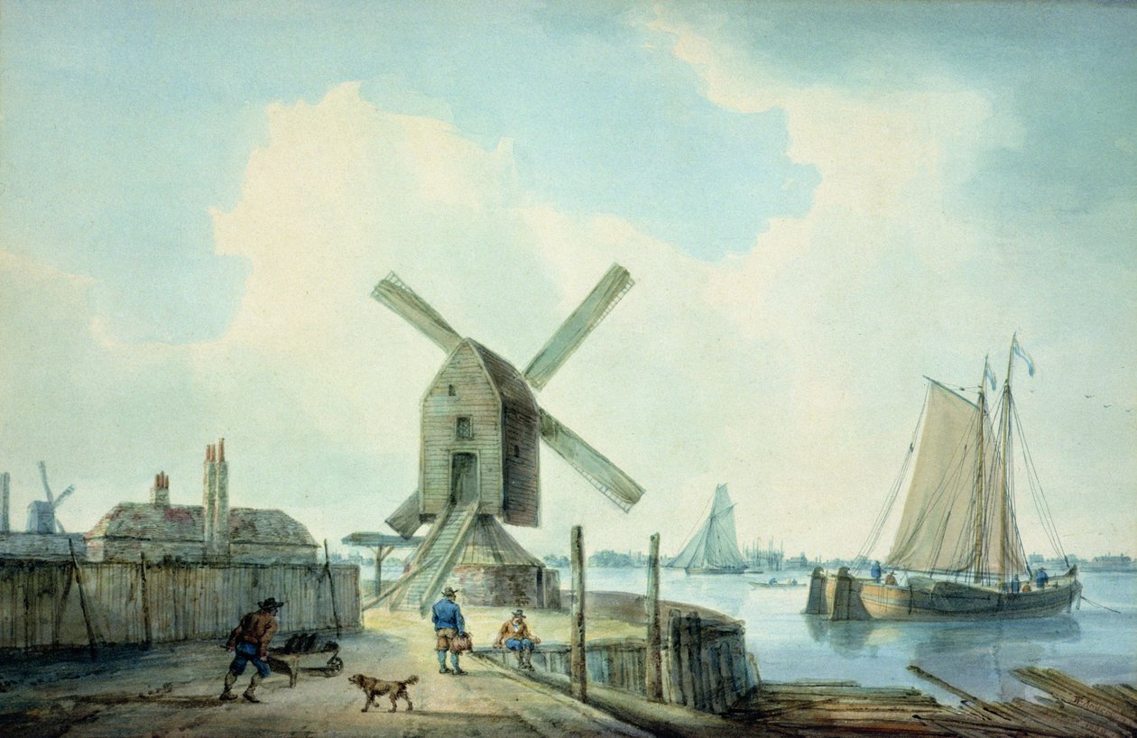 एक शोर दृश्य Windmills और शिपिंग के साथ द्वारा विलियम एंडरसन