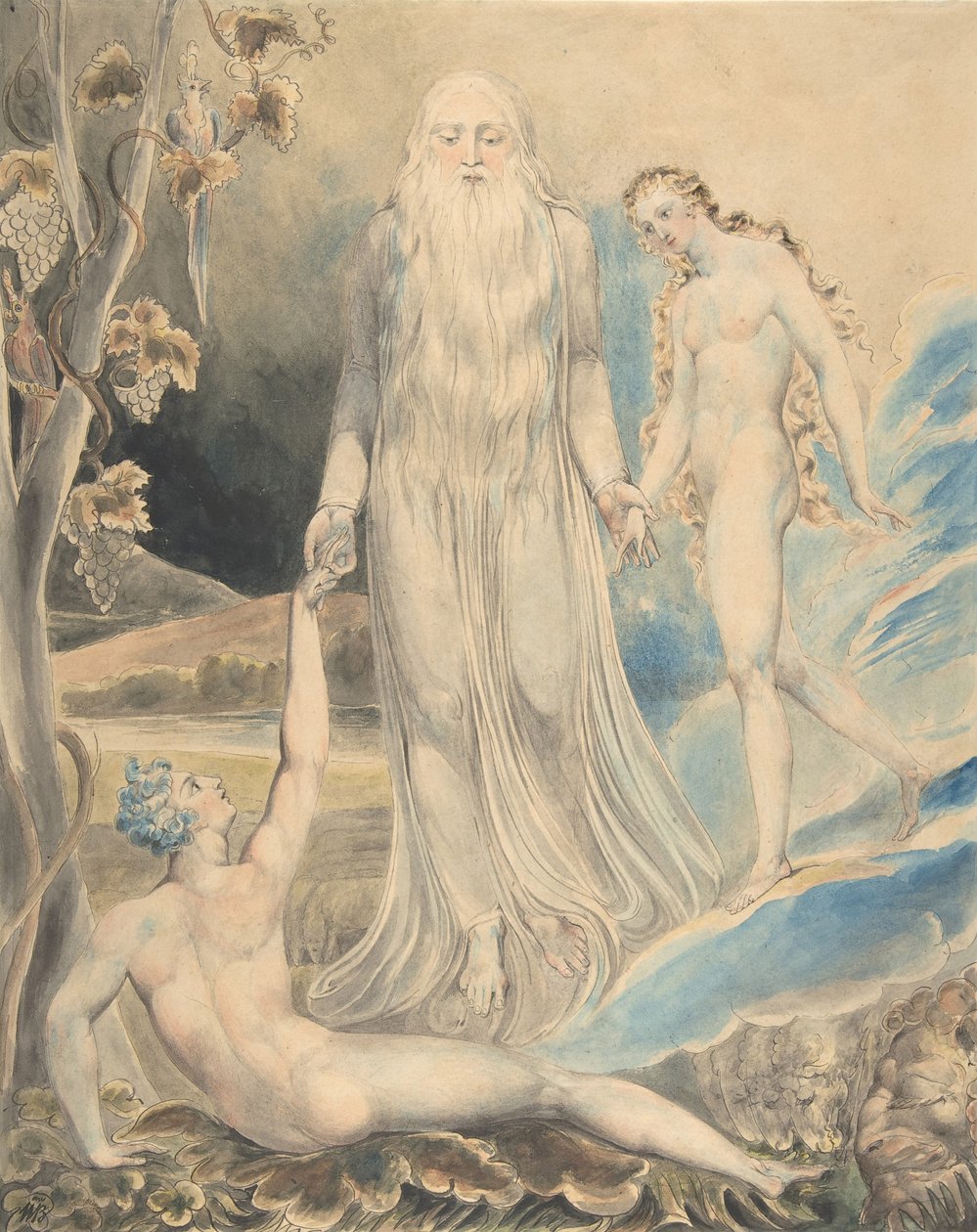 ईश्वरीय उपस्थिति के दूत एडम के लिए ईव लाना, c.1803 द्वारा विलियम ब्लेक