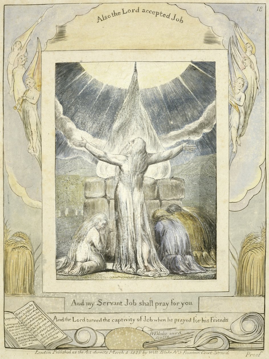 जॉब की किताब से नौकरी की प्रार्थना (pl.18), c.1793 (हाथ से लिखी जाने वाली रेखा उत्कीर्ण) द्वारा विलियम ब्लेक