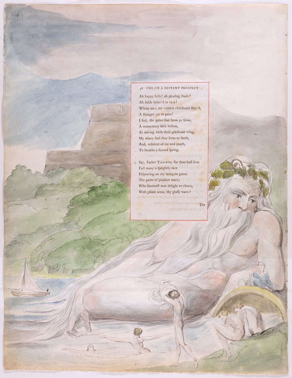 1797-98 में प्रकाशित &39;द पोएम्स ऑफ थॉमस ग्रे&39; से, ईटन कॉलेज के एक दूर की संभावना पर ओड, (कागज पर wc और काली स्याही) द्वारा विलियम ब्लेक
