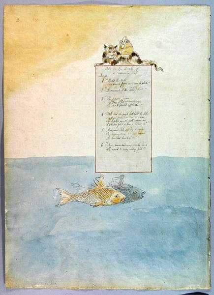 पसंदीदा बिल्ली की मौत पर ऑड, थॉमस ग्रे की कविताओं के लिए 8 डिजाइन, 1797-98 (कलम और काली स्याही के साथ wc) (रेक्टो के लिए 285539 देखें) द्वारा विलियम ब्लेक