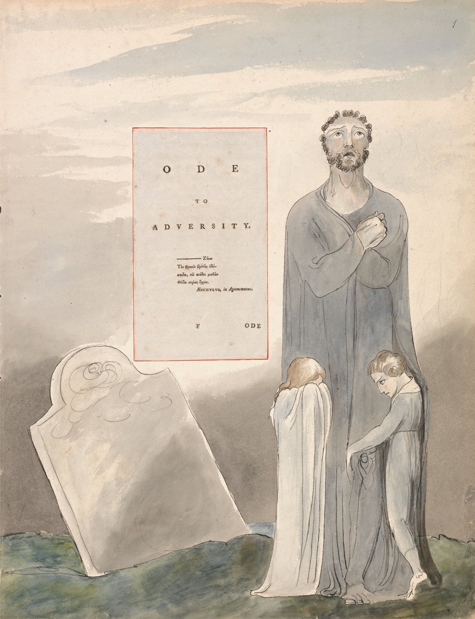 ओड टू एडवांसिटी, द पोयम ऑफ़ द थॉमस ग्रे से 35 डिज़ाइन, 1797-98 (कागज पर कलम और काली स्याही के साथ) द्वारा विलियम ब्लेक