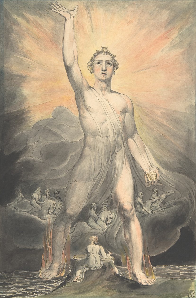 रहस्योद्घाटन के दूत, c.1805 (wc, ग्रेफाइट पर स्याही स्याही) द्वारा विलियम ब्लेक