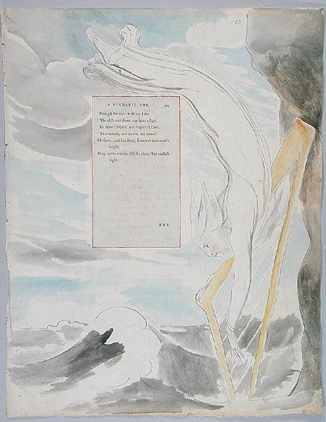 द बार्ड, थॉमस ग्रे की कविताओं से डिजाइन, 1797-98 (कागज पर कलम और स्याही के साथ wc) द्वारा विलियम ब्लेक