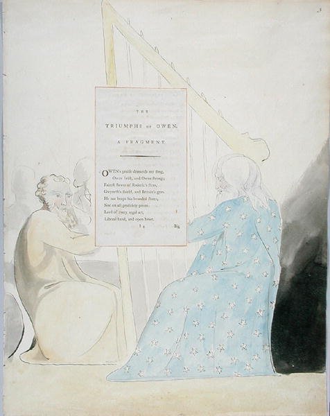 ओवेन की ट्राइंफ्स, थॉमस ग्रे की कविताओं से 89 डिजाइन, 1797-98 (कलम और क्लिप के साथ wc) द्वारा विलियम ब्लेक