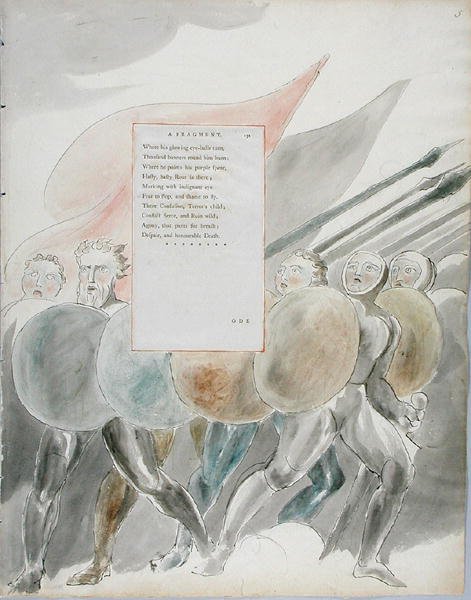ओवेन की ट्राइंफ्स, थॉमस ग्रे की कविताओं से 91 डिजाइन, 1797-98 (कलम और क्लिप के साथ wc) द्वारा विलियम ब्लेक