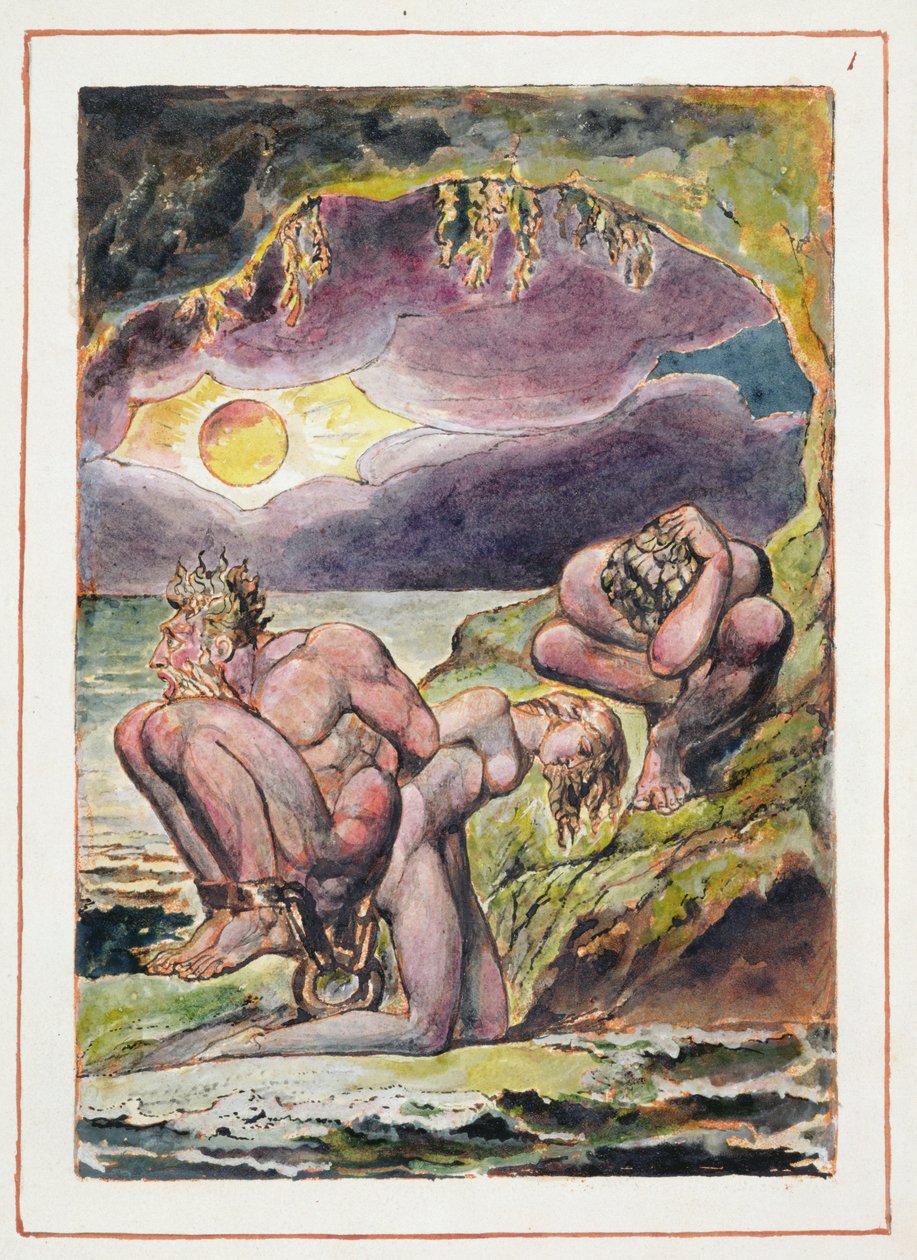 एल्बियन की बेटियों के दर्शन: फ्रंटस्पाईज, 1793 में डिज़ाइन किया गया, c.1815 पूरा (कागज पर कलम और wc के साथ राहत नक़्क़ाशी) द्वारा विलियम ब्लेक