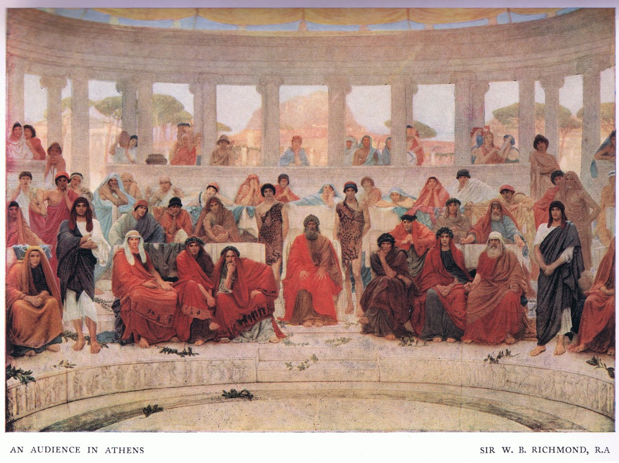 द ग्रेशम पब्लिशिंग कंपनी लिमिटेड, 1920 से अगामेमन के प्रतिनिधित्व के दौरान एथेंस में एक दर्शक द्वारा विलियम ब्लेक रिचमंड