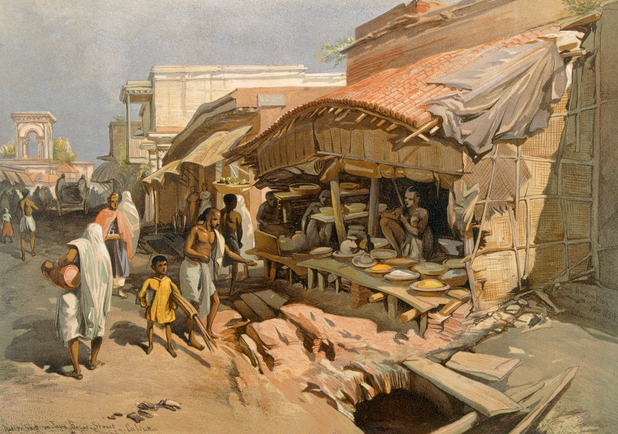 कलकत्ता बाजार में &39;भारत प्राचीन और आधुनिक&39;, 1867 से देशी दुकान द्वारा विलियम क्रीमिया सिम्पसन