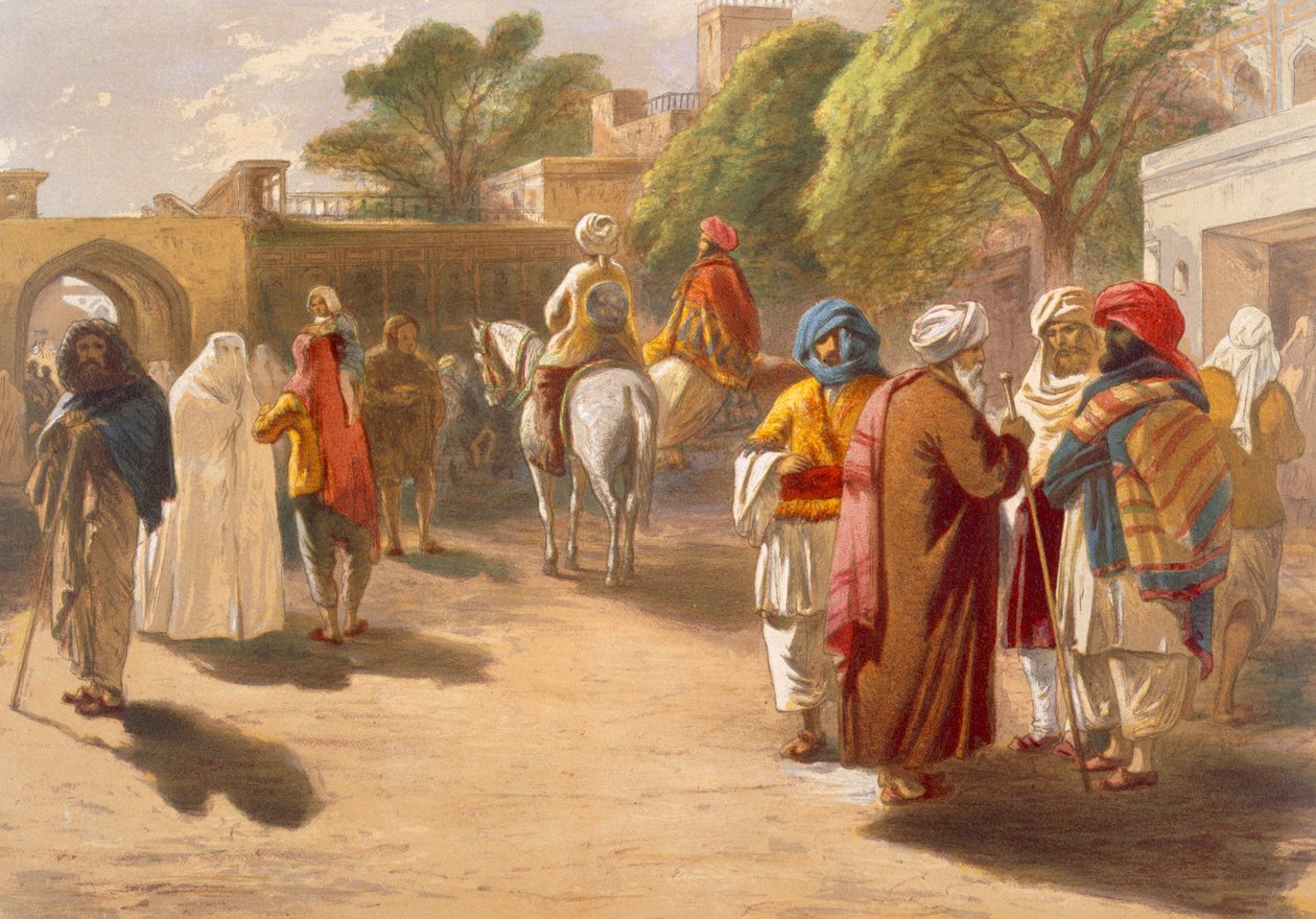 पेशावर मार्केट सीन, &39;इंडिया प्राचीन और आधुनिक&39;, 1867 से द्वारा विलियम क्रीमिया सिम्पसन