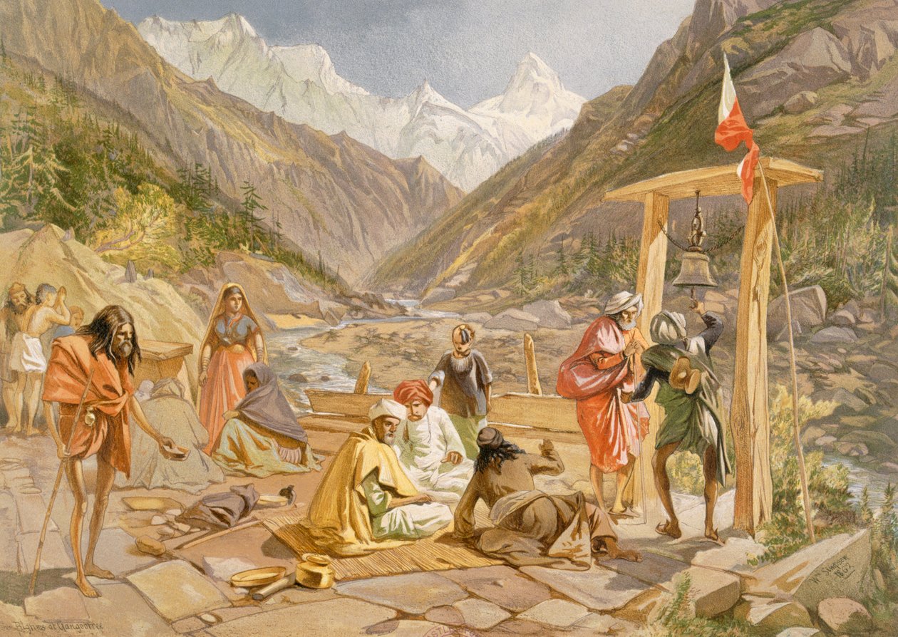 गंगूट्री में तीर्थयात्री, &39;भारत प्राचीन और आधुनिक&39;, 1867 से द्वारा विलियम क्रीमिया सिम्पसन