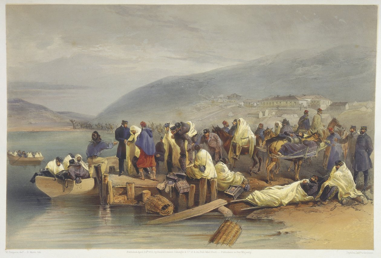 बालाक्लाव में बीमार का उद्भव, 1856 में कोलगही एंड कंपनी द्वारा प्रकाशित &39;ईस्ट में युद्ध की सीट&39; से प्लेट द्वारा विलियम क्रीमिया सिम्पसन