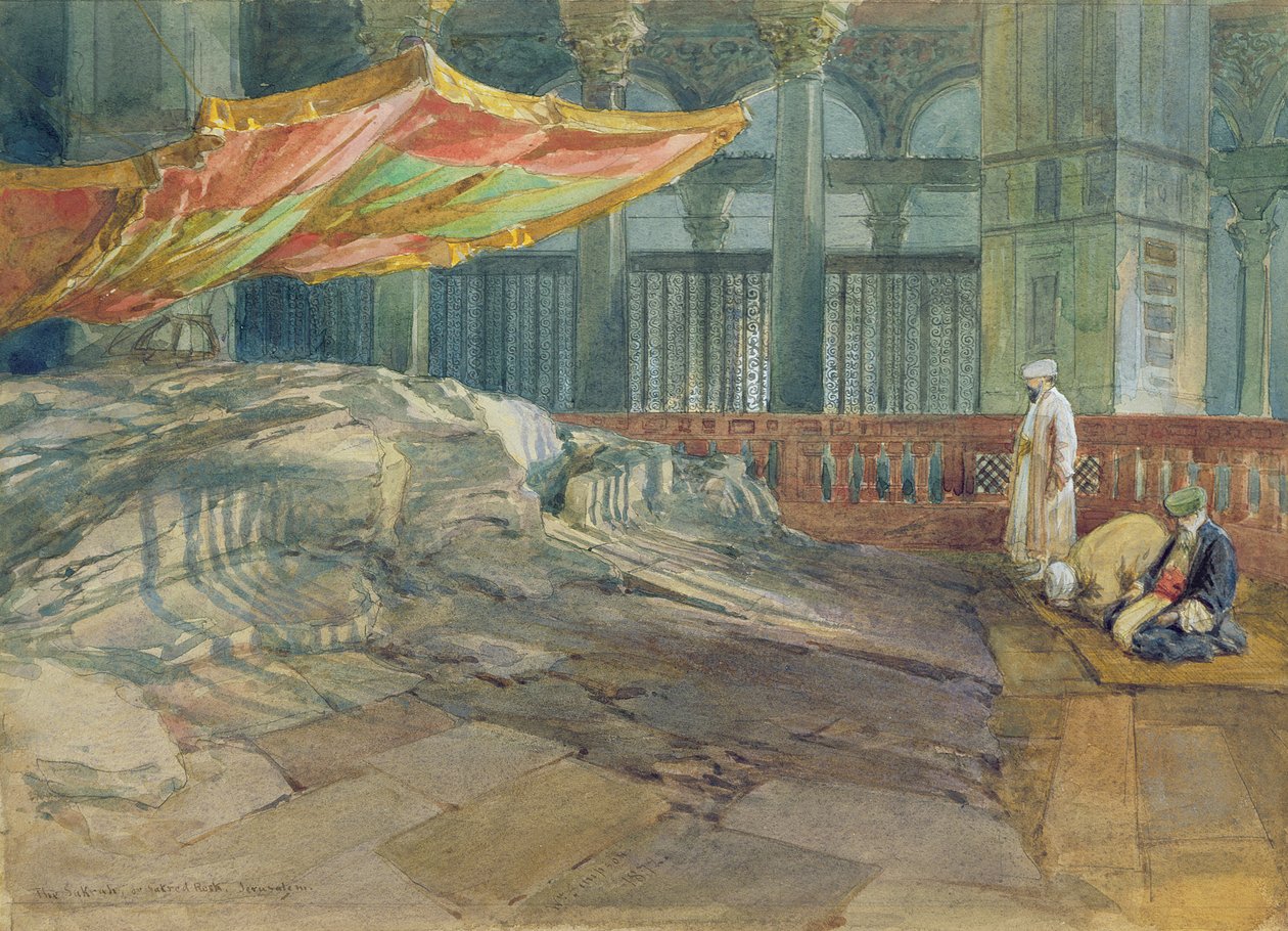 द शक्रा या पवित्र रॉक, यरूशलेम, 1879 (wc) द्वारा विलियम क्रीमिया सिम्पसन