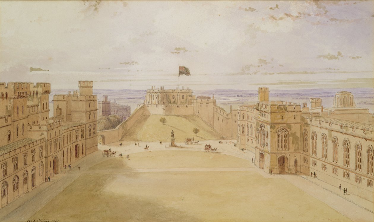 विंडसर कैसल, चतुष्कोण, 1827 (कागज पर wc) द्वारा विलियम डेनियल