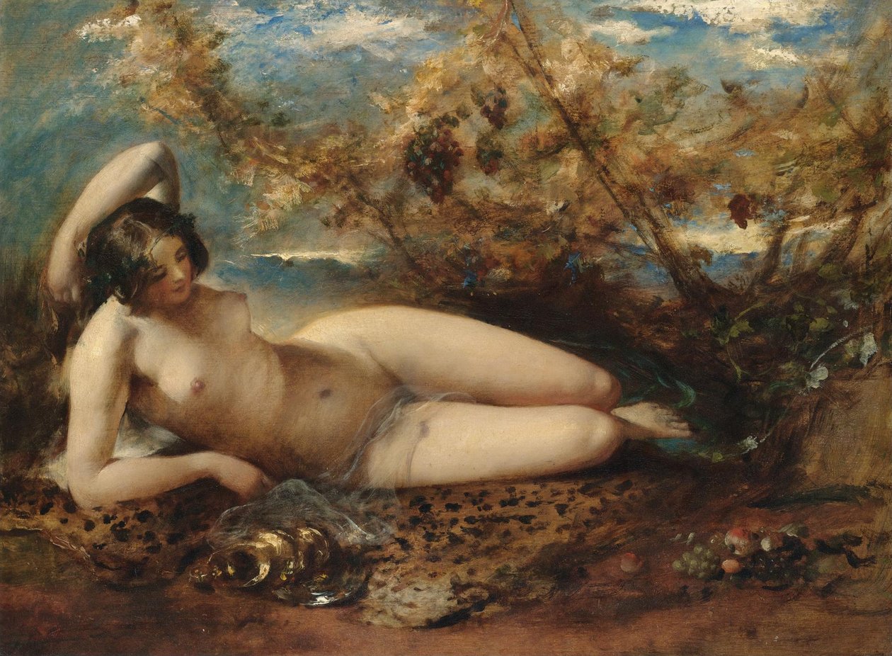 एक युवा महिला एक फर गलीचा पर reclining द्वारा विलियम ईटीटी