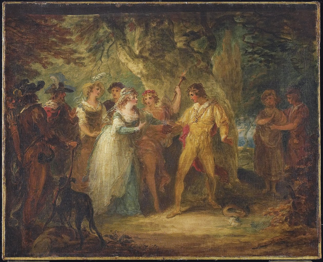 रोजालिंड और ऑरलैंडो (एक्ट वी, शेक्सपियर एज़ यू लाइक इट), सी .1790 द्वारा विलियम हैमिल्टन