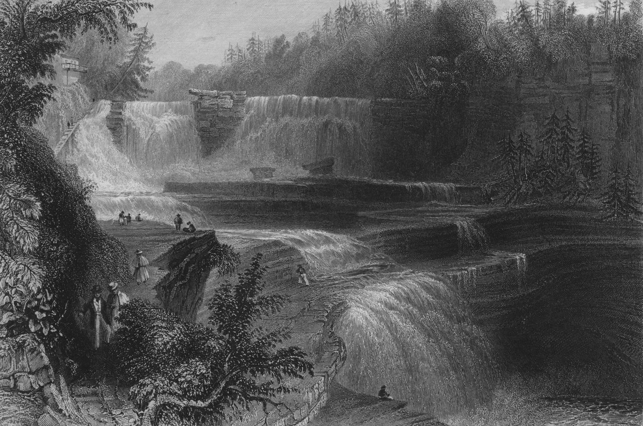ट्रेंटन हाई फॉल्स, 1838 द्वारा विलियम हेनरी बार्टलेट