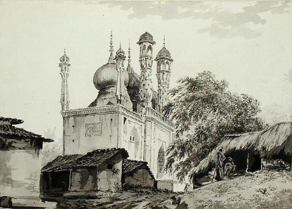 गाजीपुर में एक मस्जिद, c.1781 (पेंसिल, कलम, स्याही और कागज पर धो) द्वारा विलियम होजेस