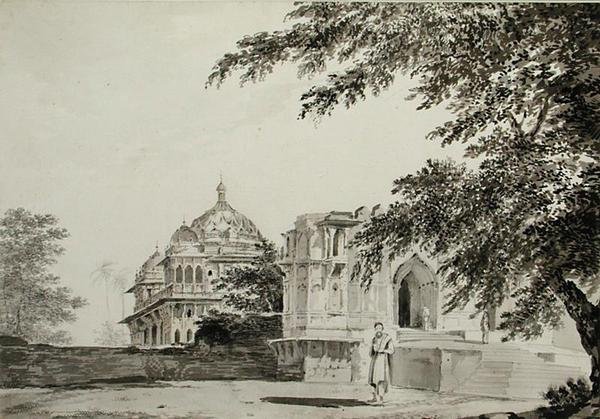 दक्षिण पूर्व के मौनहेर की मस्जिद का एक दृश्य, c.1781 (पेंसिल, कलम, स्याही और कागज पर धोना द्वारा विलियम होजेस