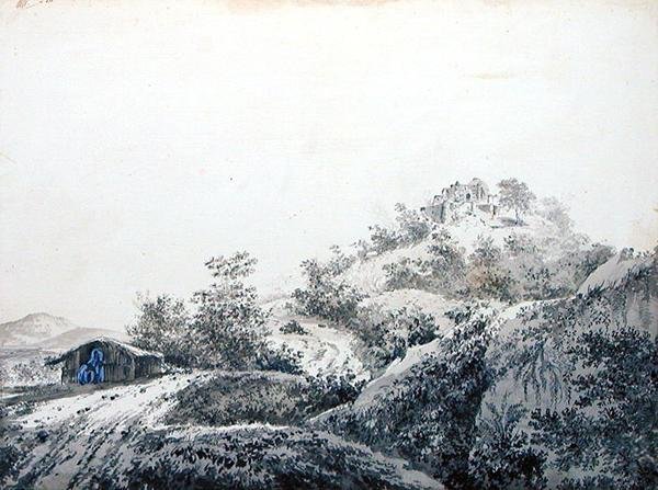 बंगाल से सिसरी गली (सक्राली) का दर्रा, बहार प्रांत में प्रवेश, c.1781 (ग्रे वॉश और ग्रेफाइट के साथ बॉडीकोलर बिछाए गए कागज पर) द्वारा विलियम होजेस