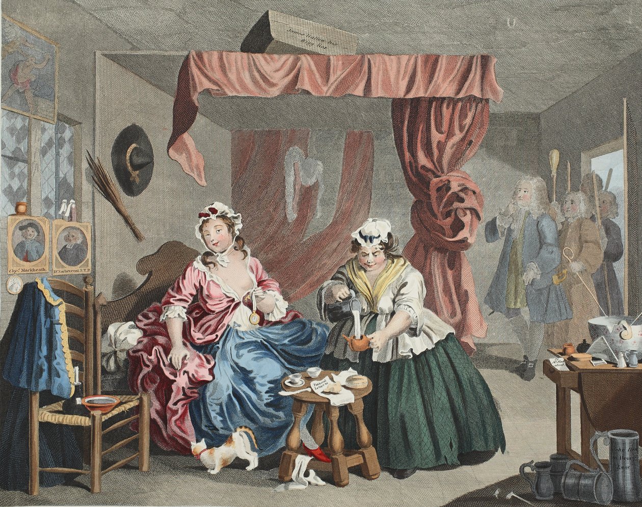 हरलोट की प्रगति, प्लेट lll: एक मजिस्ट्रेट द्वारा चित्रित, &39;हॉगर्थ रिस्टोर्ड: द होल वर्क्स ऑफ द सेलेक्टेड विलियम होगरथ, थॉमस कुक द्वारा पुन: उत्कीर्णित, पब। 1812 (हाथ का रंग) द्वारा विलियम होगार्थ