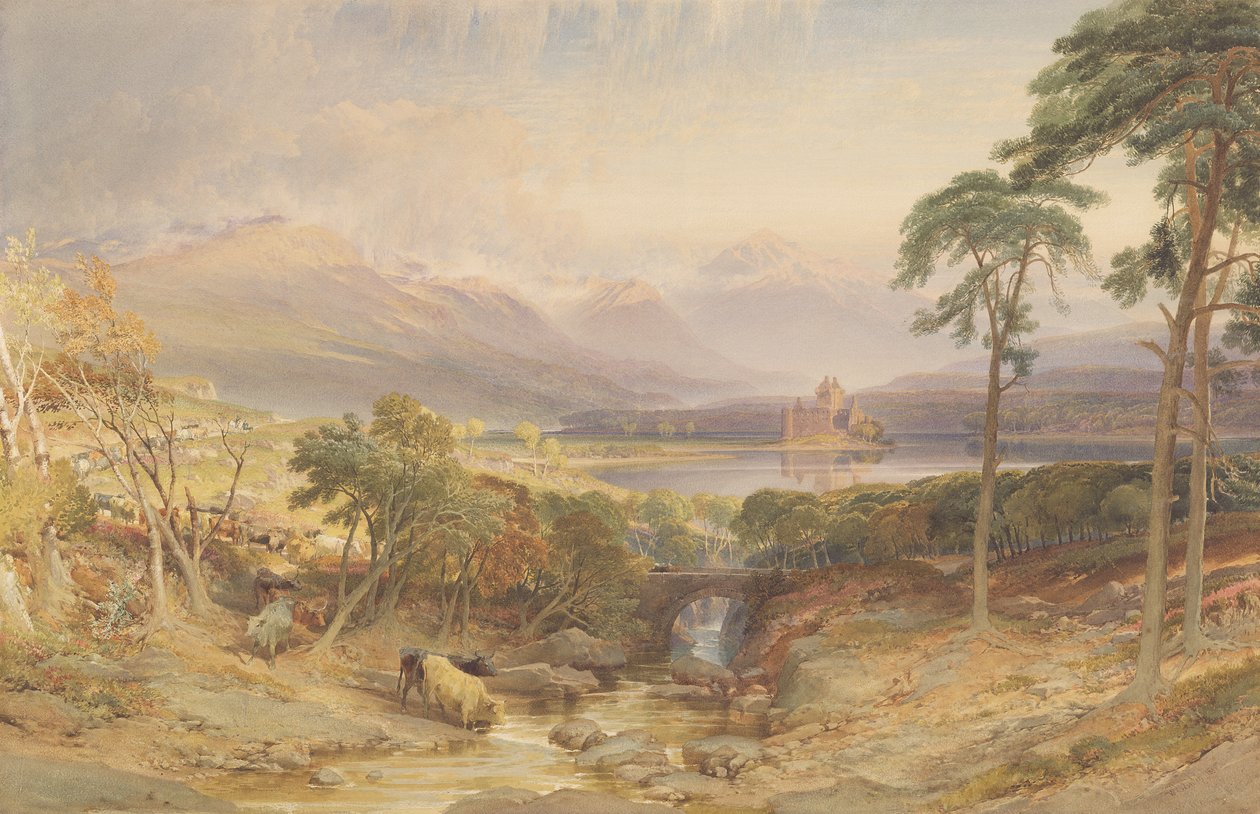 किलचर्न कैसल, अर्गिलशायर, 1865 (डब्ल्यूसी, बीसी, स्क्रैचिंग आउट और पेपर पर ग्रेफाइट) द्वारा विलियम लीटन लीच