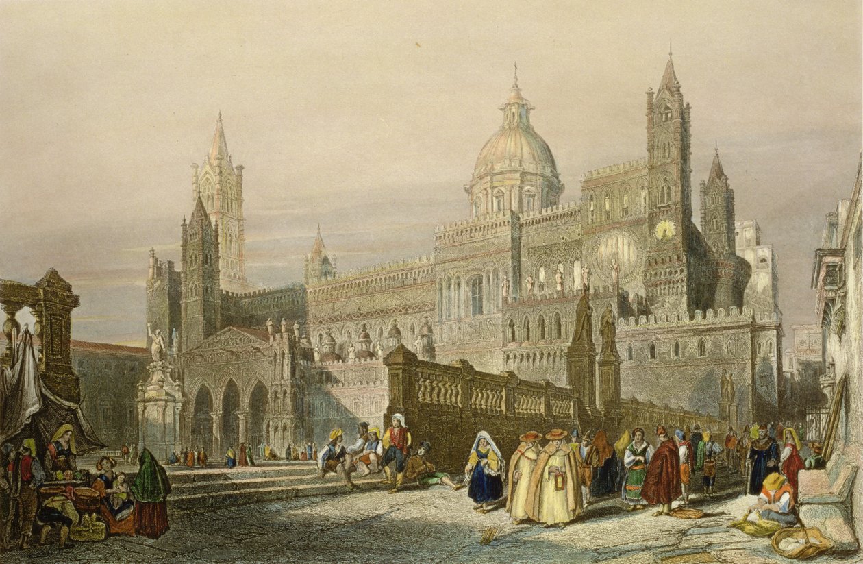 सिसिली के पाल्मेरो में कैथेड्रल, जॉन ले कीक्स (1783-1846) c.1840 द्वारा उकेरा गया द्वारा विलियम लीटन लीच