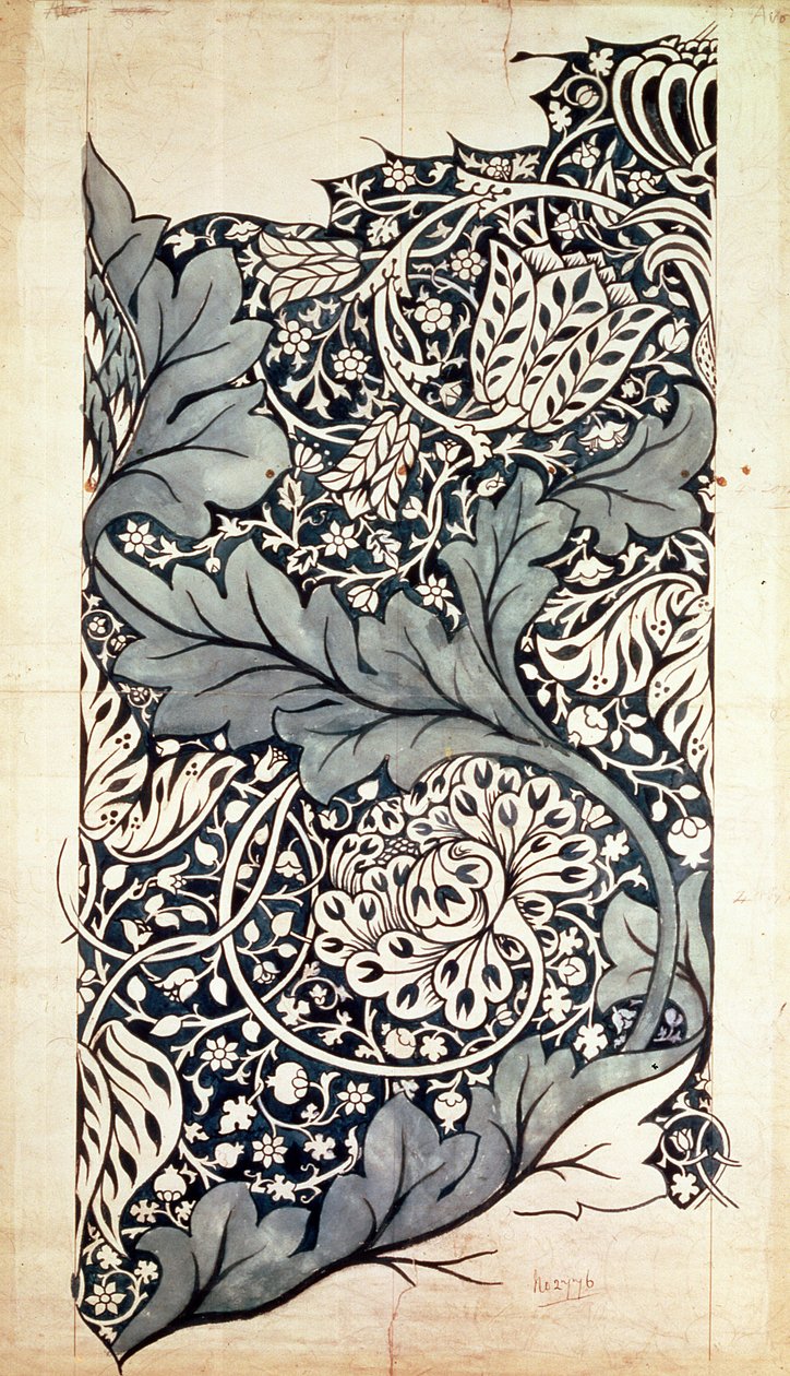 एवन चिन्ट्ज़ के लिए डिज़ाइन, c.1886 (कागज पर wc के साथ कलम und स्याही) द्वारा विलियम मॉरिस