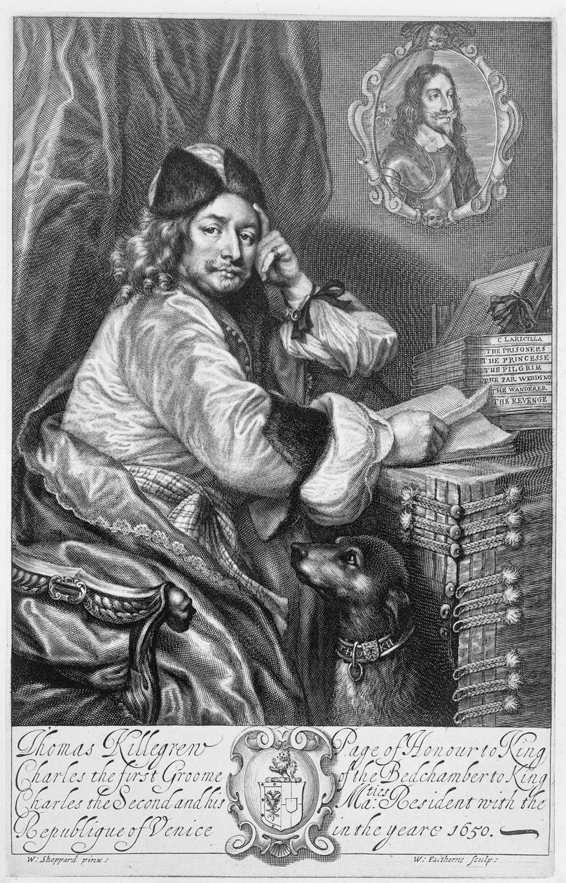 थॉमस किलिग्रेव का चित्रण (1612-83) बहाली नाटककार, अपने काम के लिए सामने वाला, विलियम फेथोर्न (1616-91) द्वारा उत्कीर्ण 1664 द्वारा विलियम लुडलो शेपर्ड