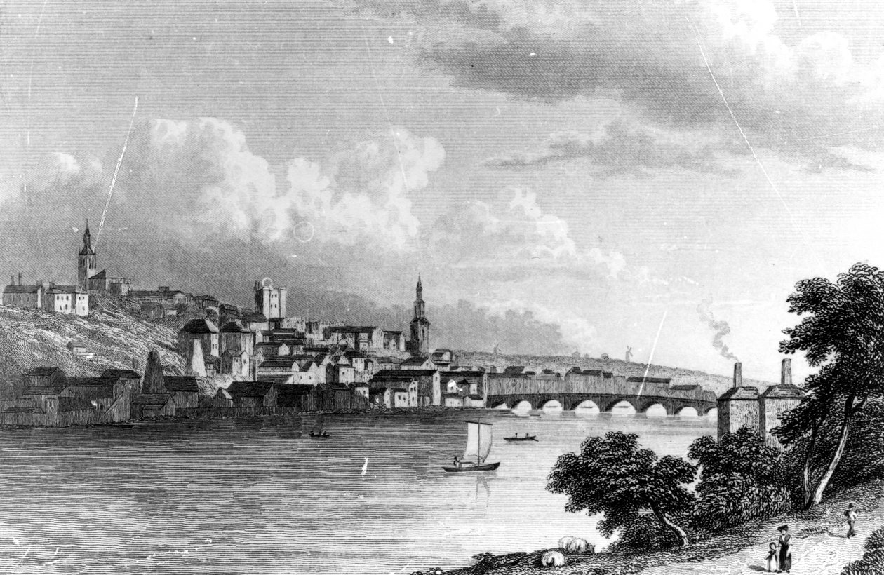 1829 में एडवर्ड फ्रांसिस द्वारा उकेरी गई आक्यूव्स वुड से न्यूकैसल द्वारा विलियम वेस्टाल