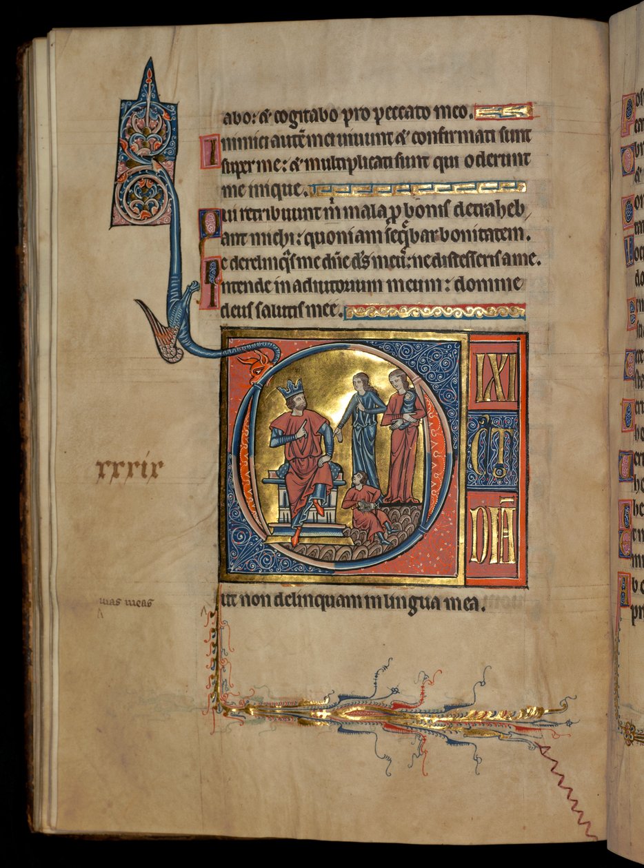 Ms 322 f.41v, भजन 38, आरंभिक डी, सोलोमन का निर्णय, &39;डी ब्रेलेस Psalter&39;, c.1250 द्वारा विलियम डी ब्रेलेस