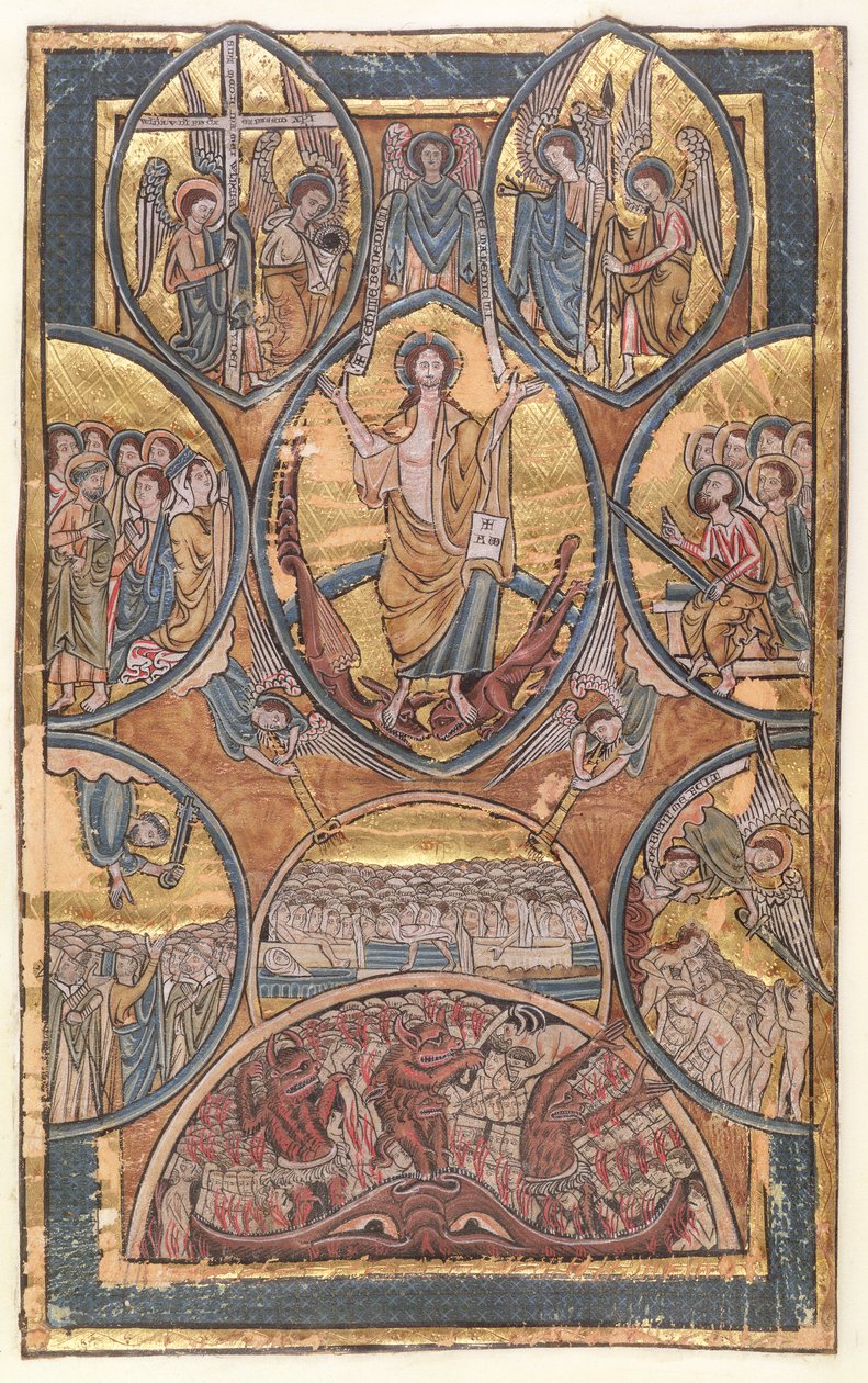 सुश्री 330 f.3 एक भजनहार से अपने संरक्षक देवदूत द्वारा बचाया प्रबुद्ध व्यक्ति के आत्म चित्र के साथ अंतिम निर्णय, c.1240 द्वारा विलियम डी ब्रेलेस