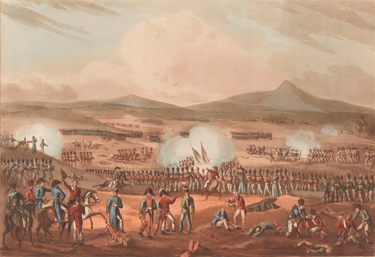 फ्यूएंट्स डी'ओनोरो की लड़ाई, 5 मई 1811 (एक्वाटिंट, रंगीन) द्वारा विलियम (बाद में) हीथ