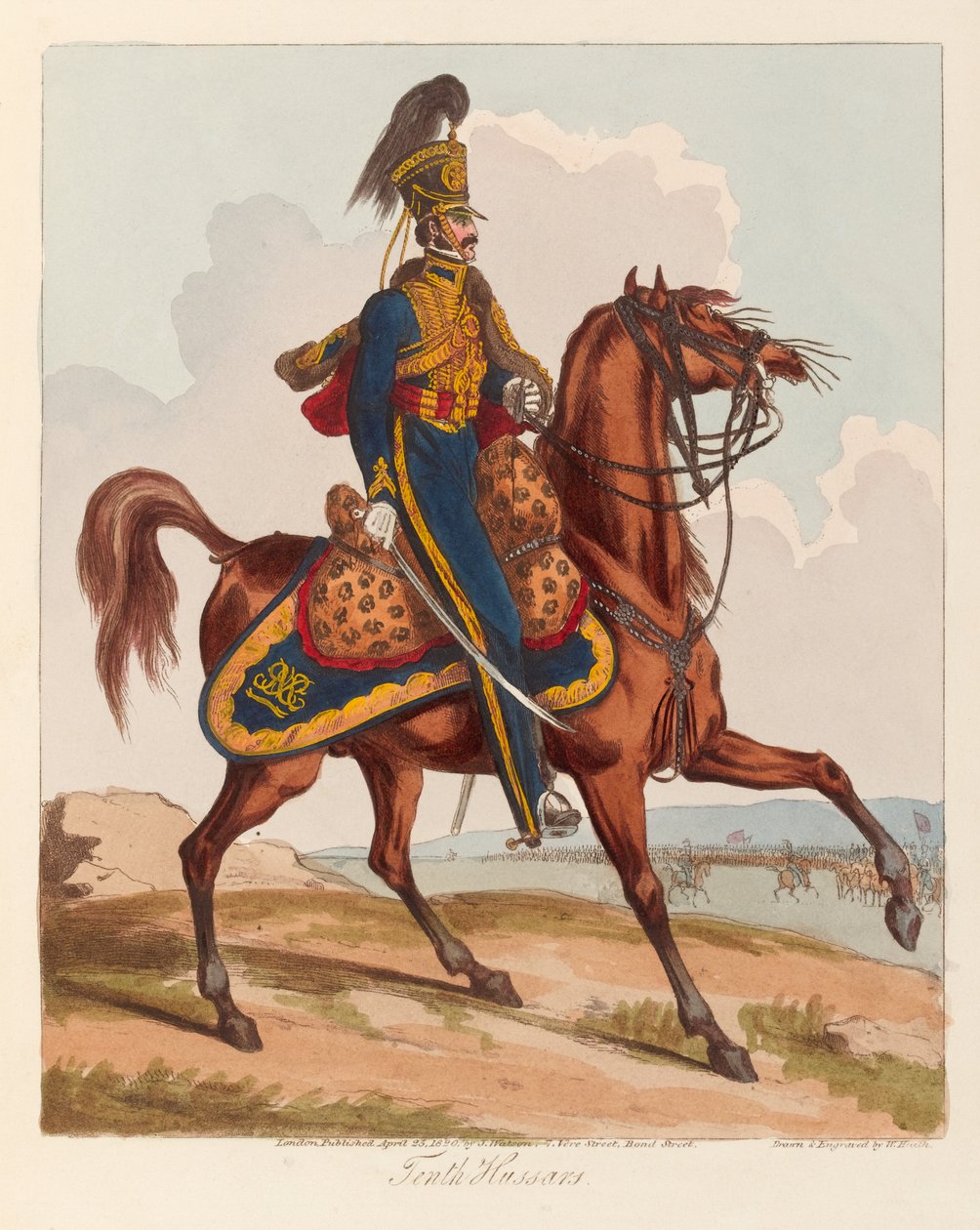 दसवां हुसार (एक्वाटिंट, रंगीन) द्वारा विलियम (बाद में) हीथ