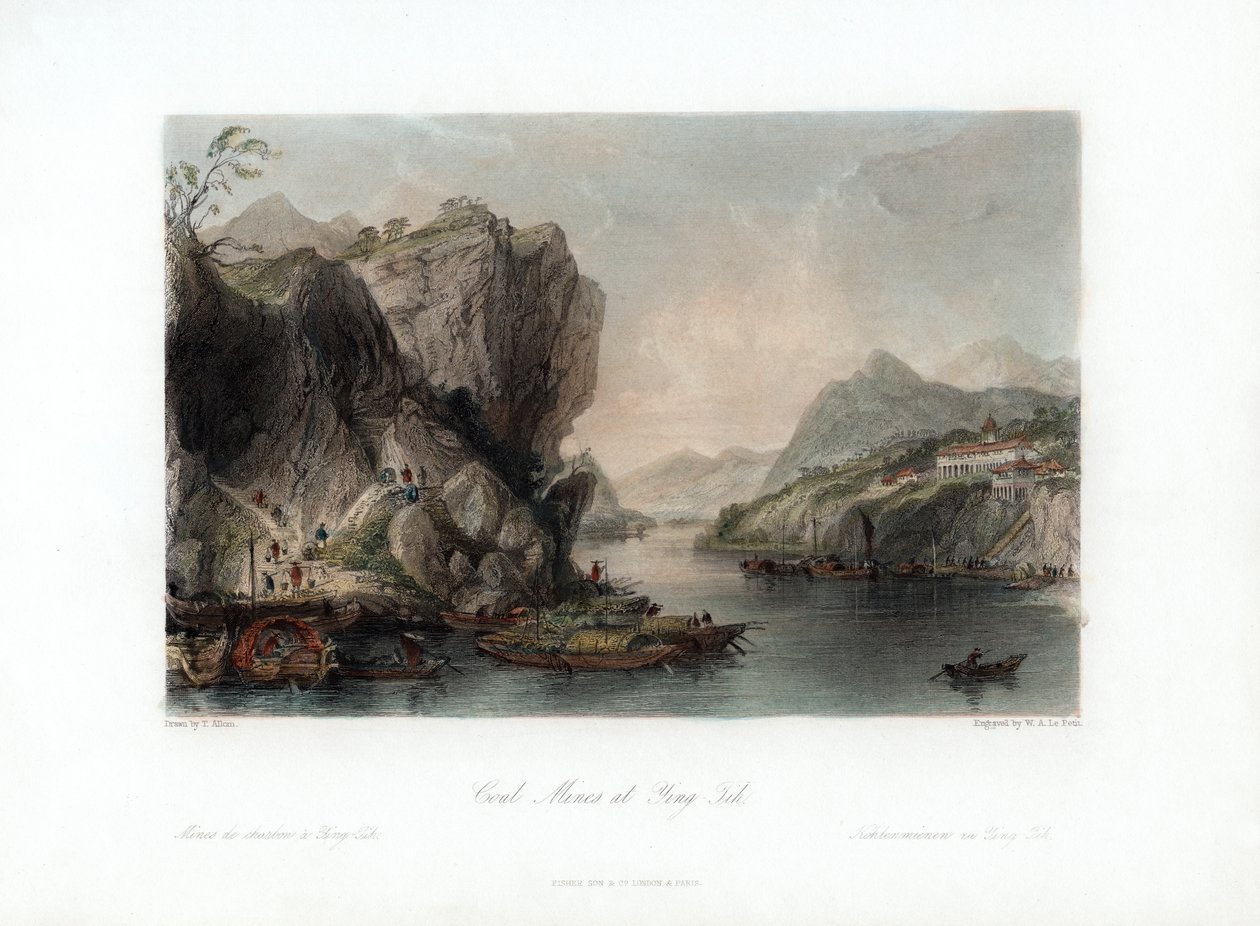 यिंग-तिह, चीन में कोयला खदानें, c1840। द्वारा विलियम अलेक्जेंडर ले पेटिटा
