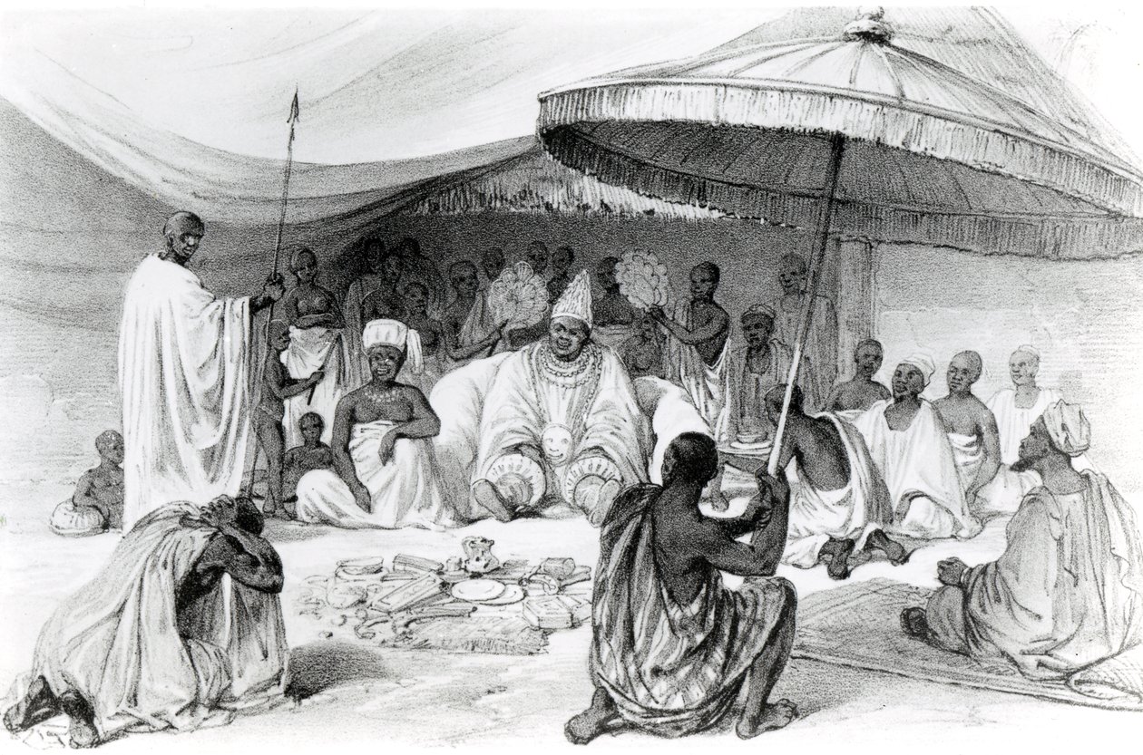 1832-33 में लैंडर की अंतिम यात्रा के दौरान स्केच्ड, &39;नाइजर नदी पर सुरम्य दृश्य&39; से अटा, चार्ल्स हागे द्वारा 1840 द्वारा विलियम एलेन