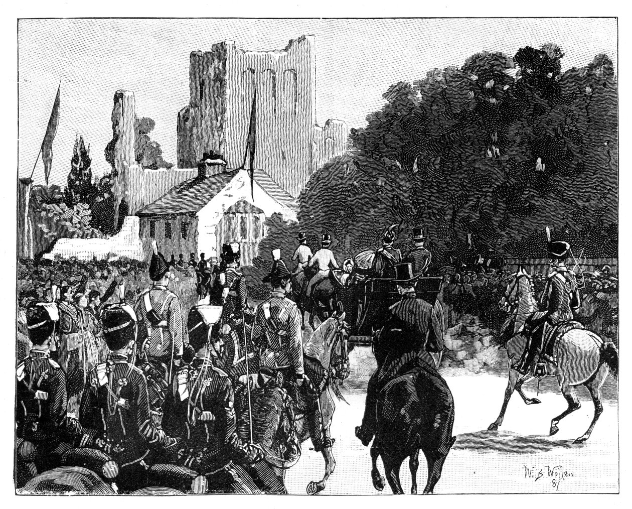 1887 में स्कॉटलैंड के केलो में रानी विक्टोरिया का आगमन। द्वारा विलियम बार्न्स ऊन