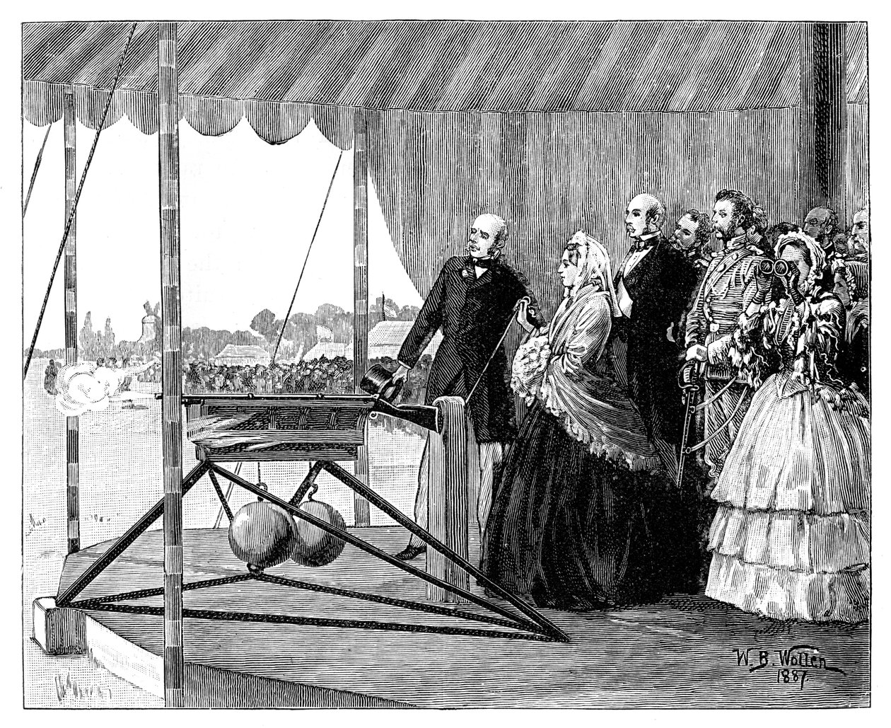 जुलाई 1860, 1887 में विंबलडन में रानी विक्टोरिया ने पहला शॉट फायरिंग की। द्वारा विलियम बार्न्स ऊन